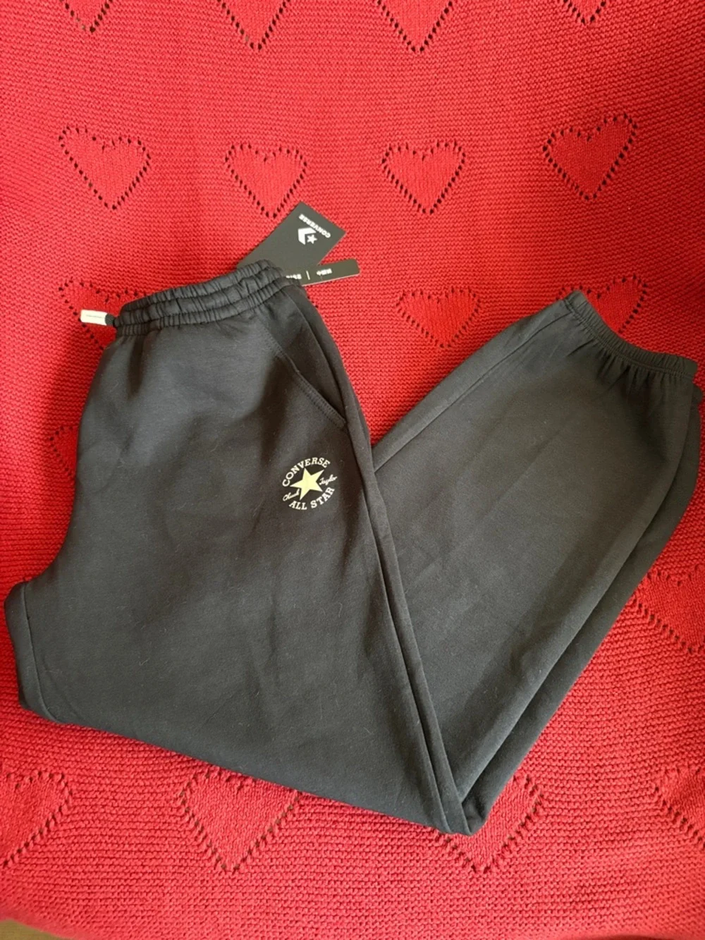 NWT Girls Converse Black Logo Fleece Sweatpants size M